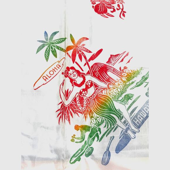 Vintage Hawaiian Islands Map Satin Tablecloth 39x40 + 4 Napkins Deadstock - Picture 4 of 13